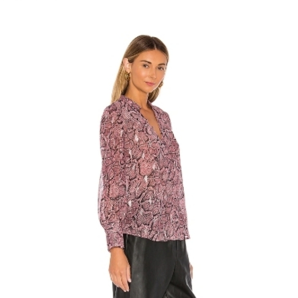 1st state women blouse long sleeves button front snake print new in size XS boho - Picture 4 of 9